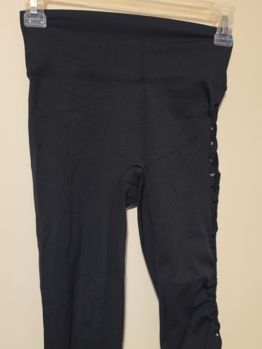 ZYM Dance Style Leggings Cut-out Design on One Side Stretch Black